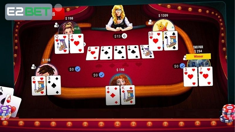 Poker E2BET quy định tối đa 10 người chơi